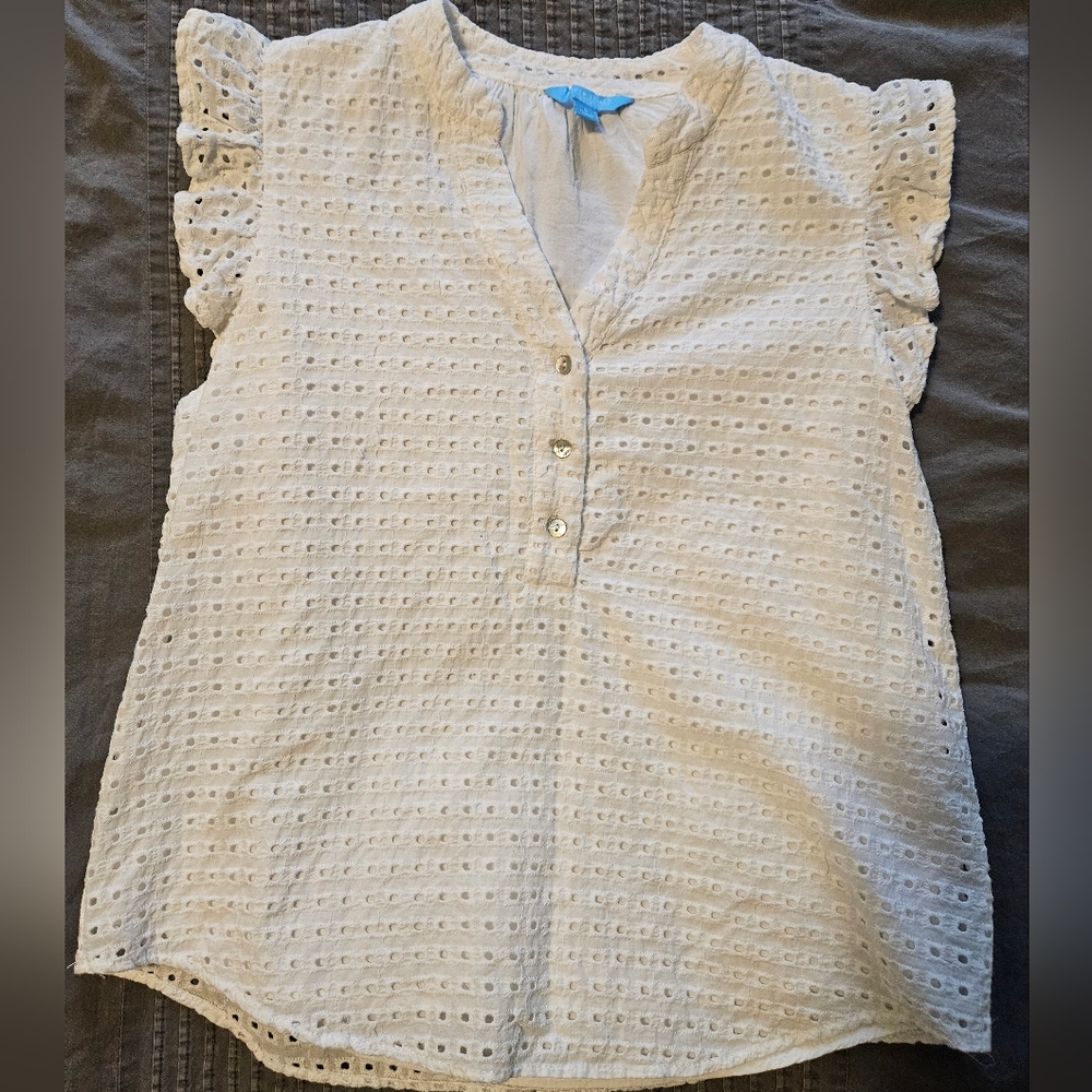 Draper James RSVP white eyelet tank top, size small
